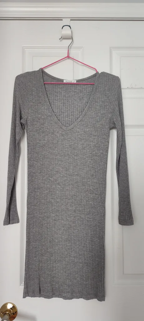 Antistar Grey Ribbed Long Sleeve Dress thumbnail