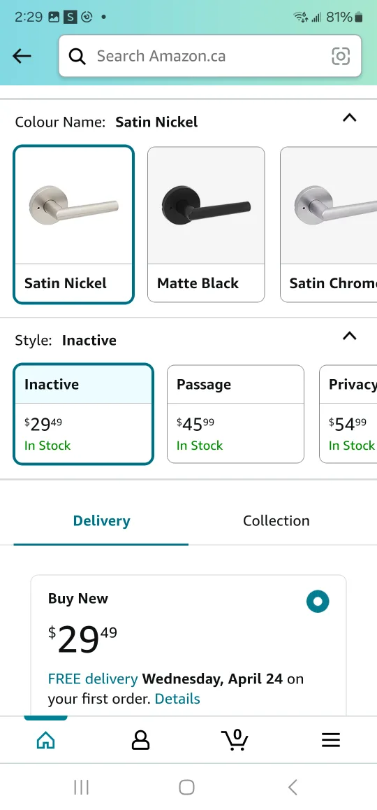 Weiser Milan Satin Nickel Door Handle, Reversible Half Dummy.. image indicator(7)