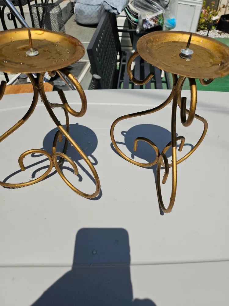 Gold Metal Candle Holders (Set of 2) image indicator(2)