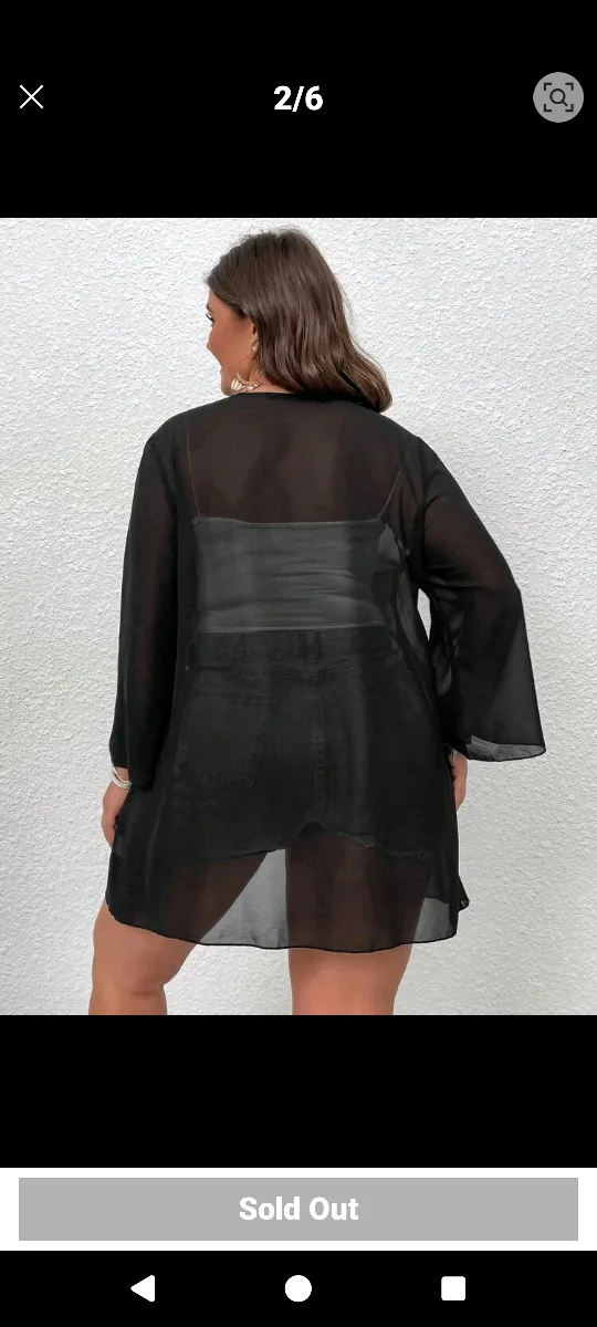 Black Sheer Kimono Cover-Up image indicator(2)