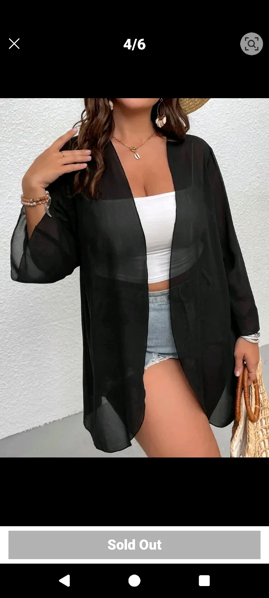 Black Sheer Kimono Cover-Up image indicator(4)