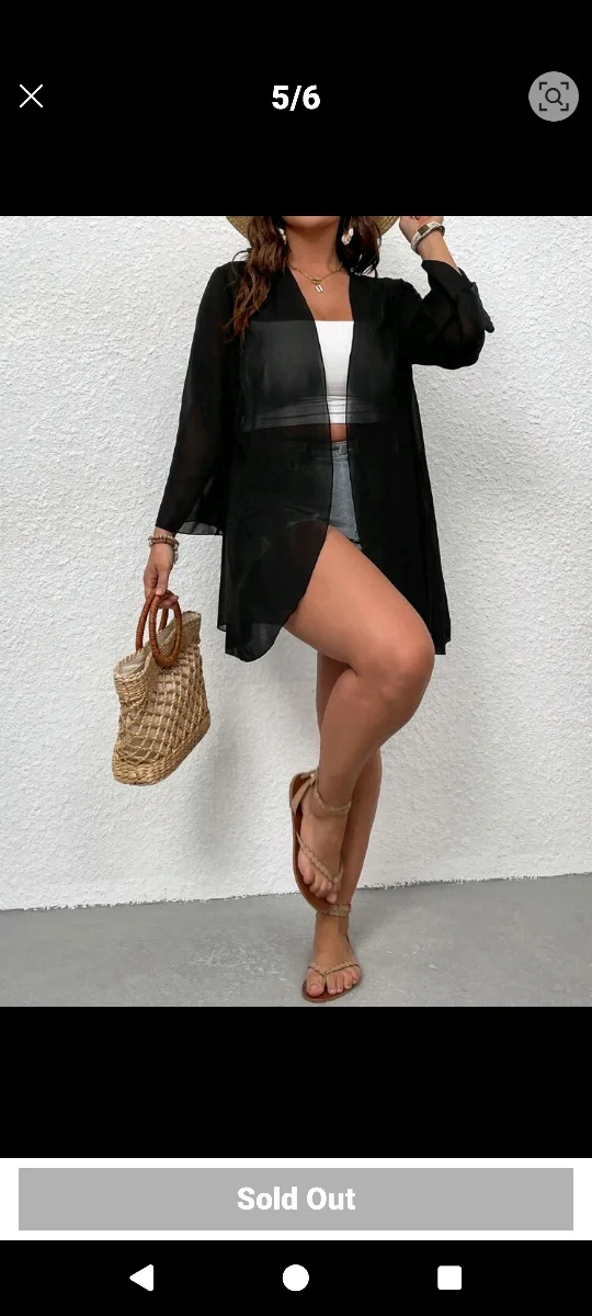 Black Sheer Kimono Cover-Up image indicator(5)