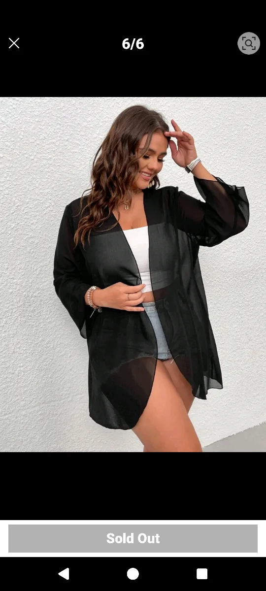 Black Sheer Kimono Cover-Up image indicator(6)