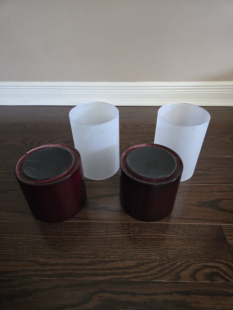 Set of Two Frosted Glass Candle Holders - photo 2