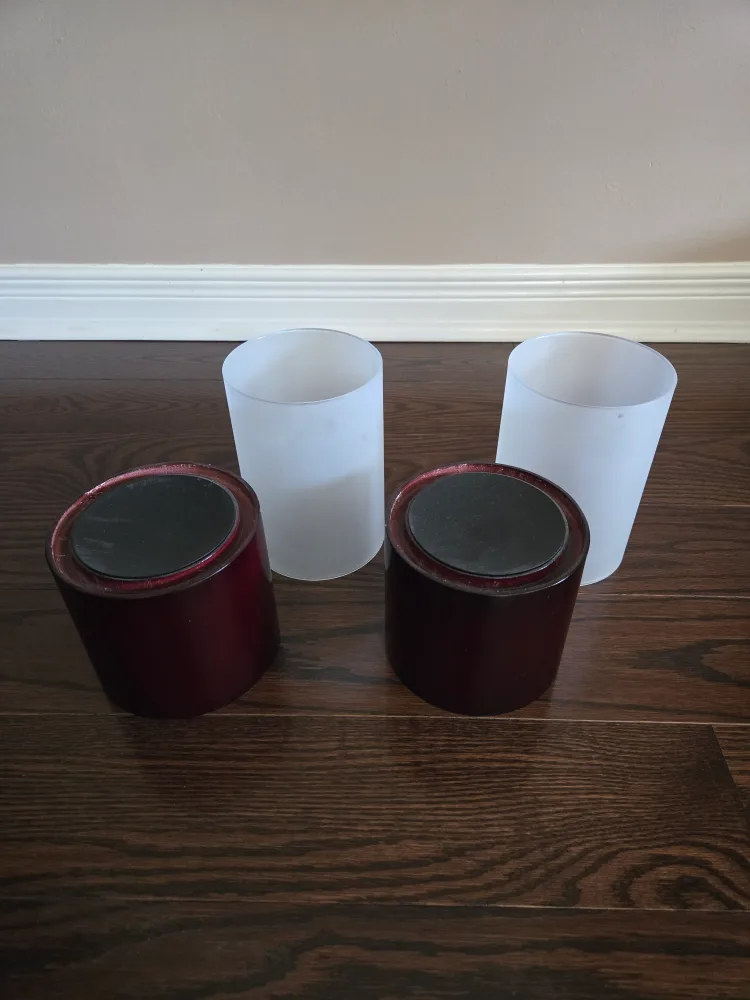 Set of Two Frosted Glass Candle Holders image indicator(2)