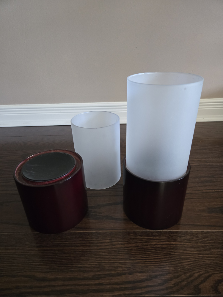 Set of Two Frosted Glass Candle Holders - photo 3