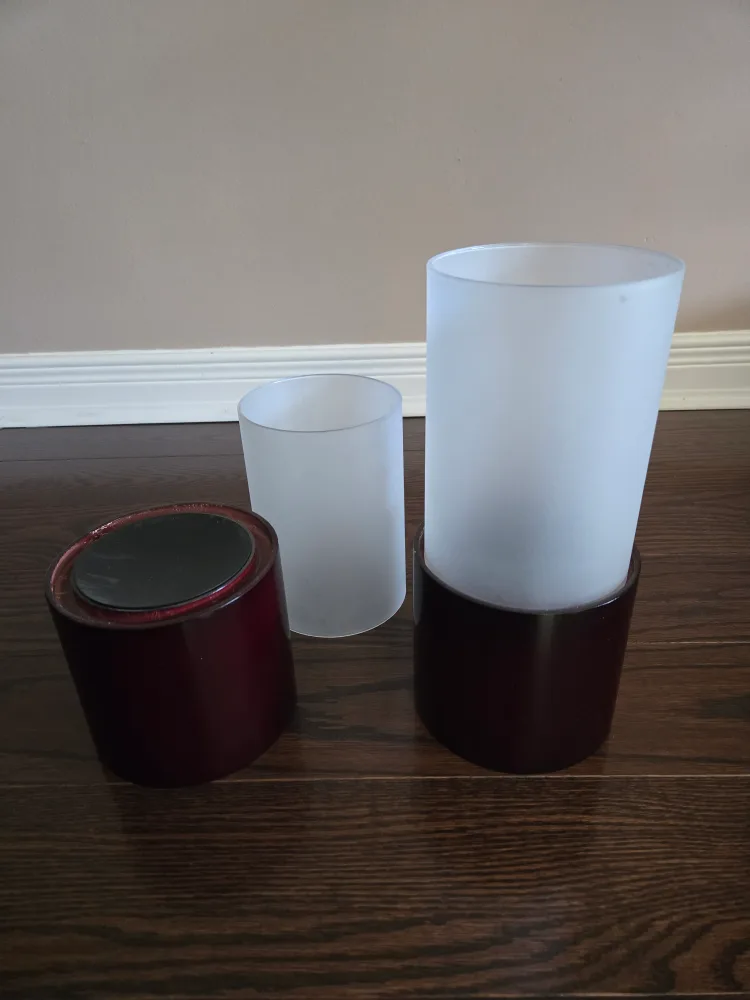 Set of Two Frosted Glass Candle Holders image indicator(3)