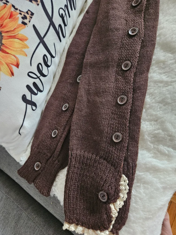 Brown Knit Leg Warmers with Buttons image indicator(2)