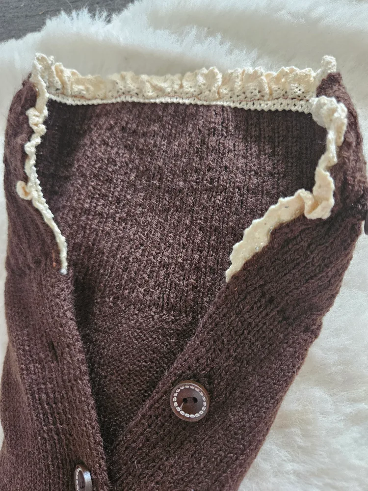 Brown Knit Leg Warmers with Buttons image indicator(4)