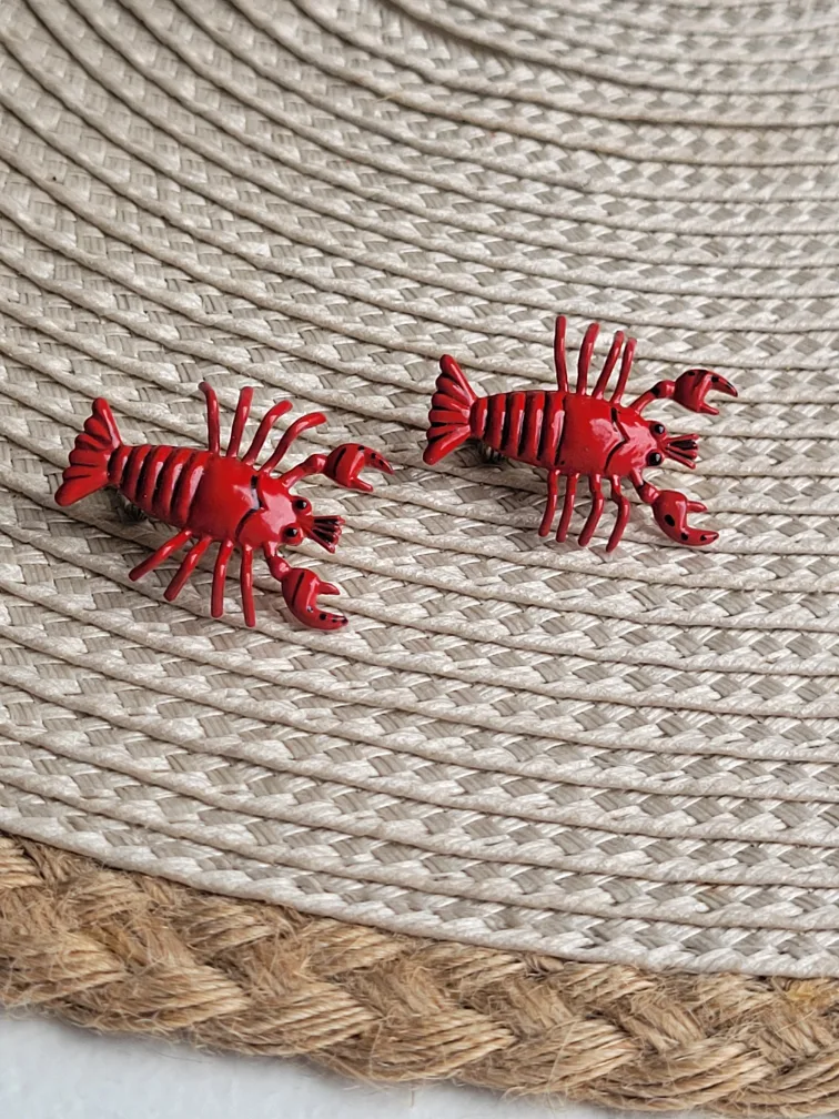 1950s  Vintage Lobster Brooch Pair - Red image indicator(3)