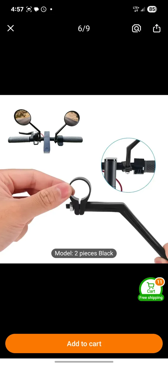 Bike/Scooter Mirrors - 2 Pieces Black thumbnail