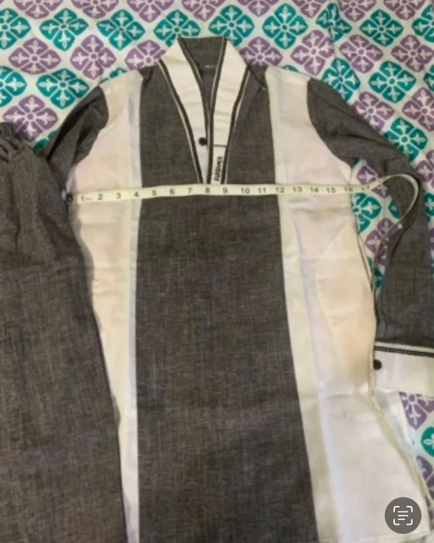 Boys' Grey & White Shalwar Kameez Set thumbnail