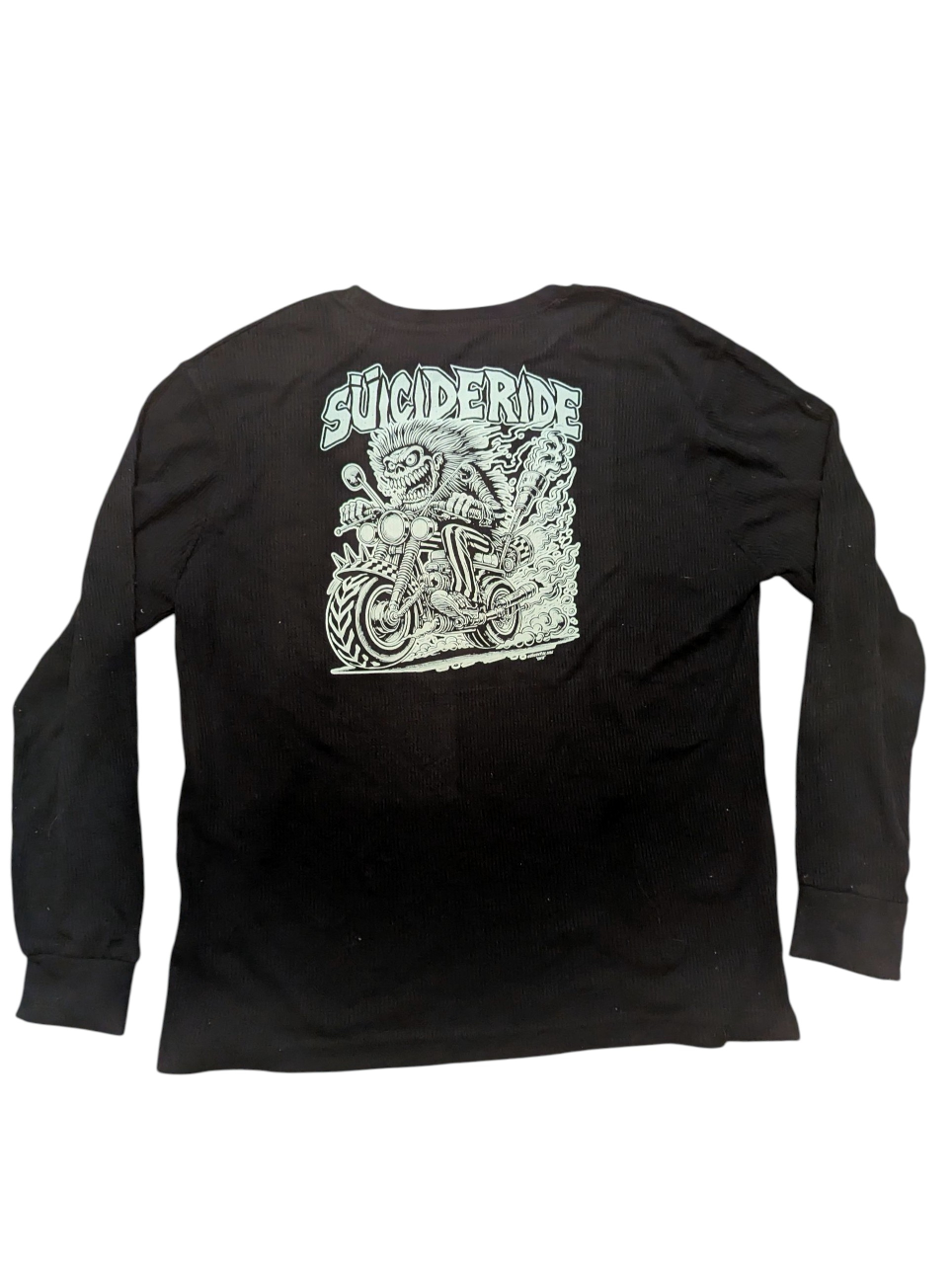 NEW MENS LARGE Suicideride Psycho Biker long sleeve waffle Shirt - photo 2