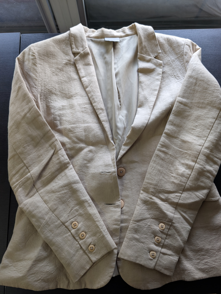 Beige Linen Blend Blazer - Size L