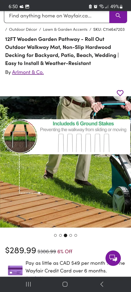Arlmont & Co. 12FT Wooden Garden Pathway Mat brand new image indicator(7)