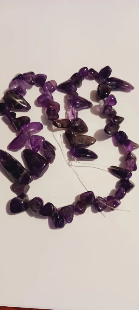 Genuine Amethyst Stone Beads. AS IS , NO CLASP. thumbnail