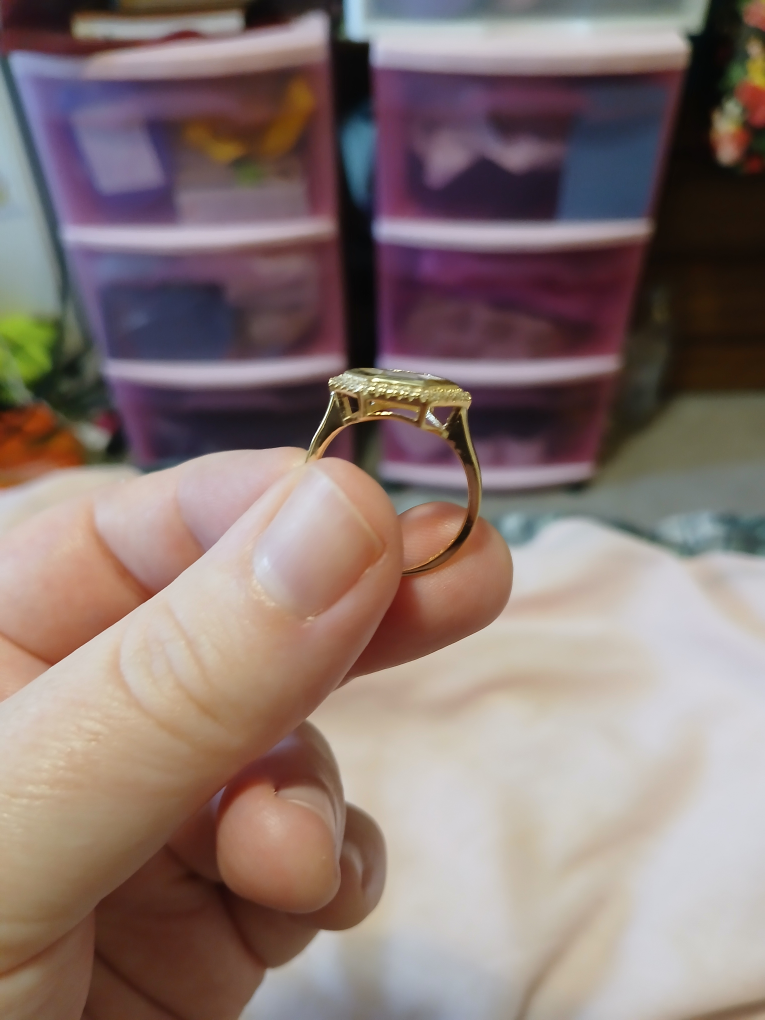 Gold-tone Ring with Hexagonal Stone - photo 3