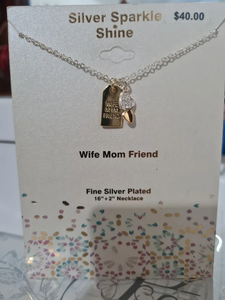 Silver Sparkle Shine Wife Mom Friend Necklace