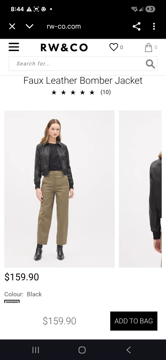 Black Leather Bomber Jacket image indicator(9)