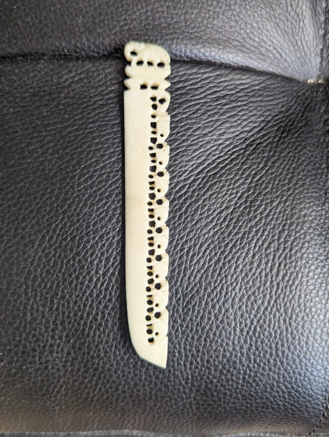 Vintage Bone Letter Opener with Elephant Design