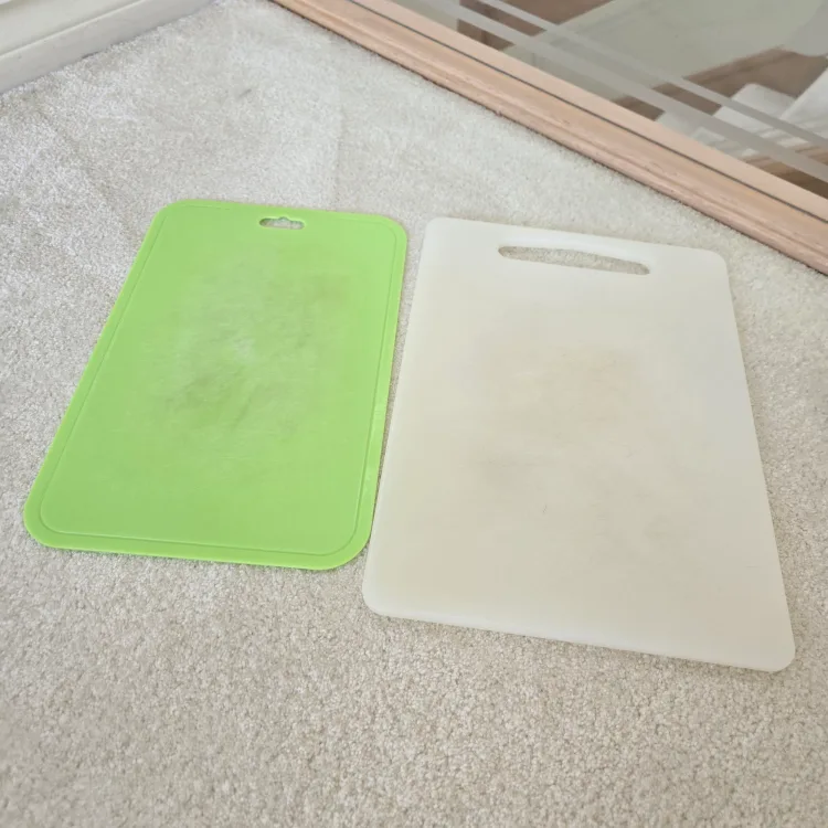 Two Used Cutting Boards - Green & White thumbnail