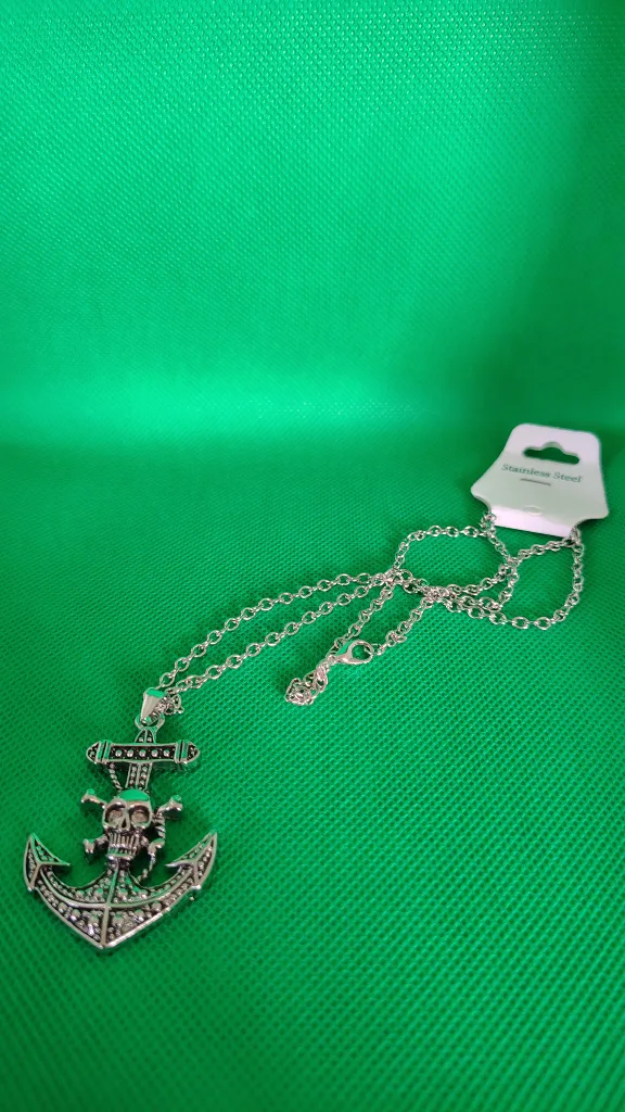 Stainless Steel Anchor Skull Necklace thumbnail