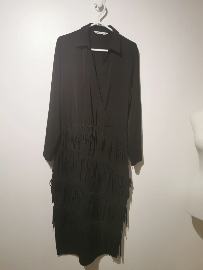 Zara Black Tassel Dress - Size large - photo 2