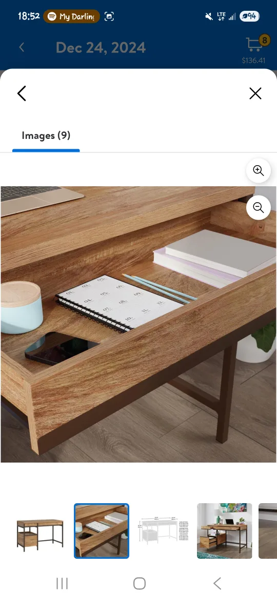 Brown Wood & Metal Writing Desk image indicator(2)