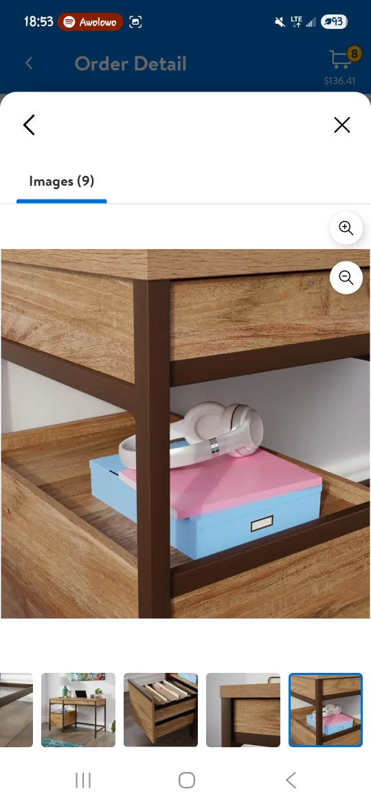 Brown Wood & Metal Writing Desk image indicator(5)