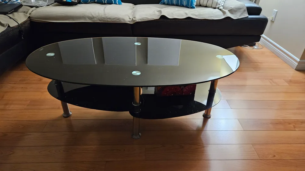 Black Glass Oval Coffee Table thumbnail