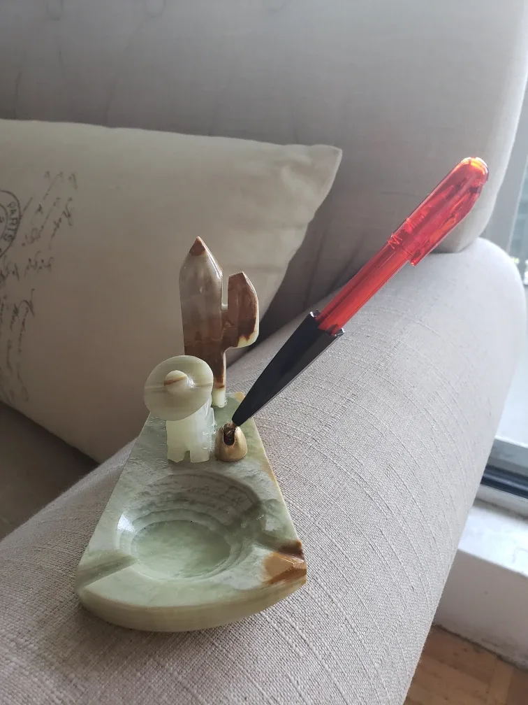 Vintage jade Pen Holder with Pen image indicator(2)