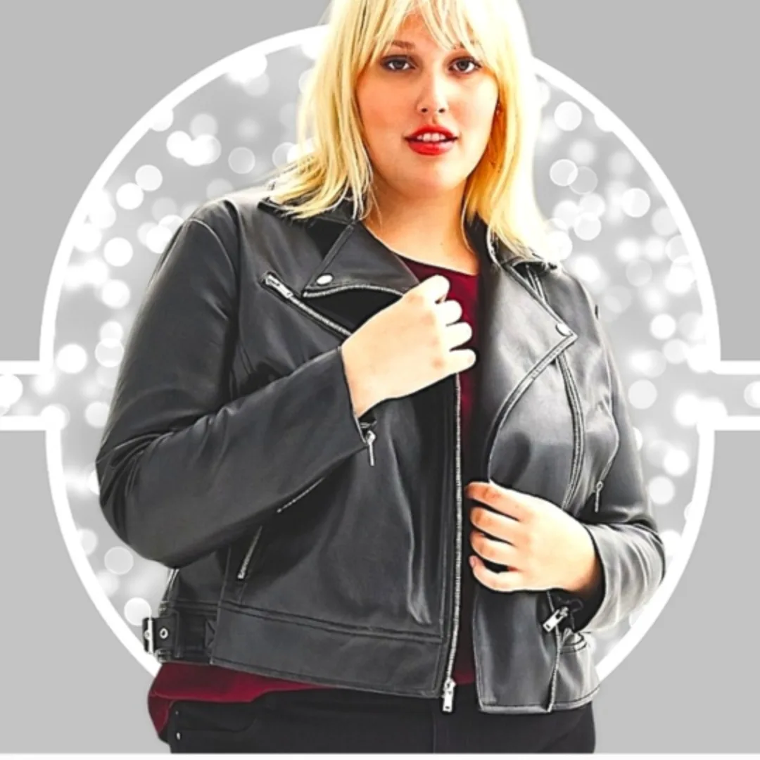 NWT 3XL Faux Moto Jacket w 2 Zippered Side Pockets image indicator(4)