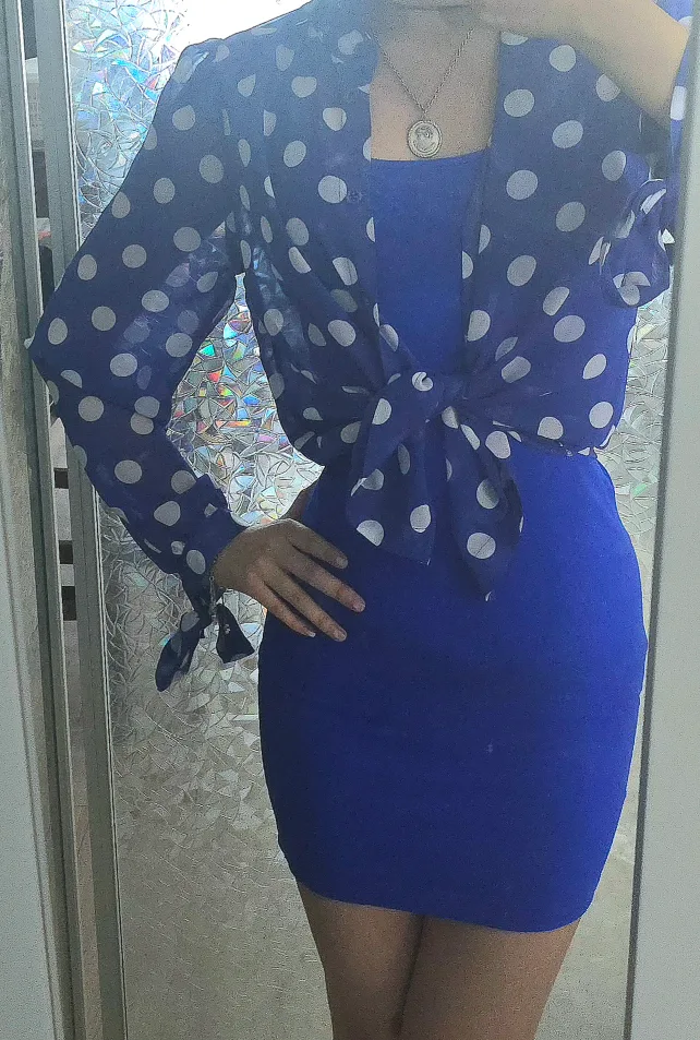 Blue Polka Dot Blouse & Dress Set image indicator(2)