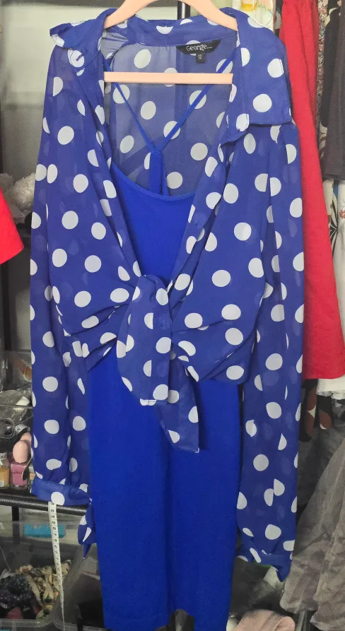 Blue Polka Dot Blouse & Dress Set image indicator(3)