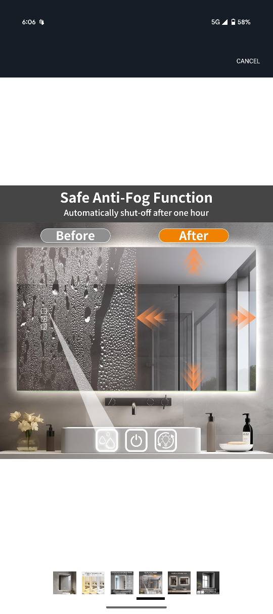 LED Bathroom Mirror - Anti-Fog, Dimmable, 24x32 - photo 4