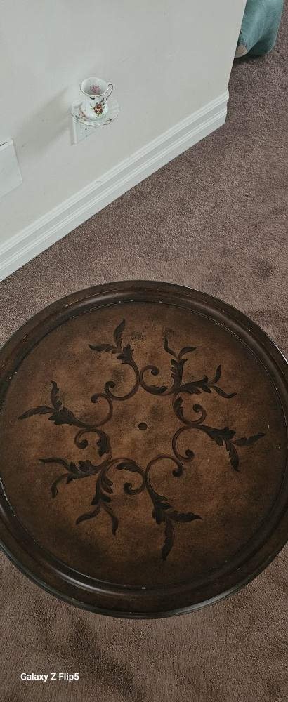 Vintage Brown Wooden Pedestal Table - photo 2