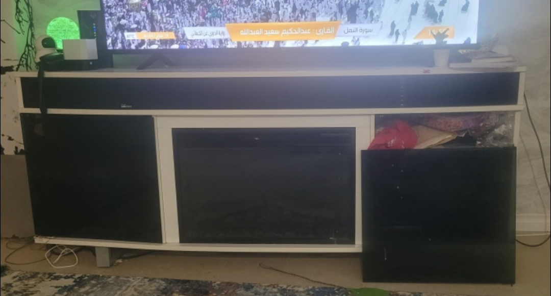 Black Entertainment Unit  TV stand with Electric Fireplace - photo 2
