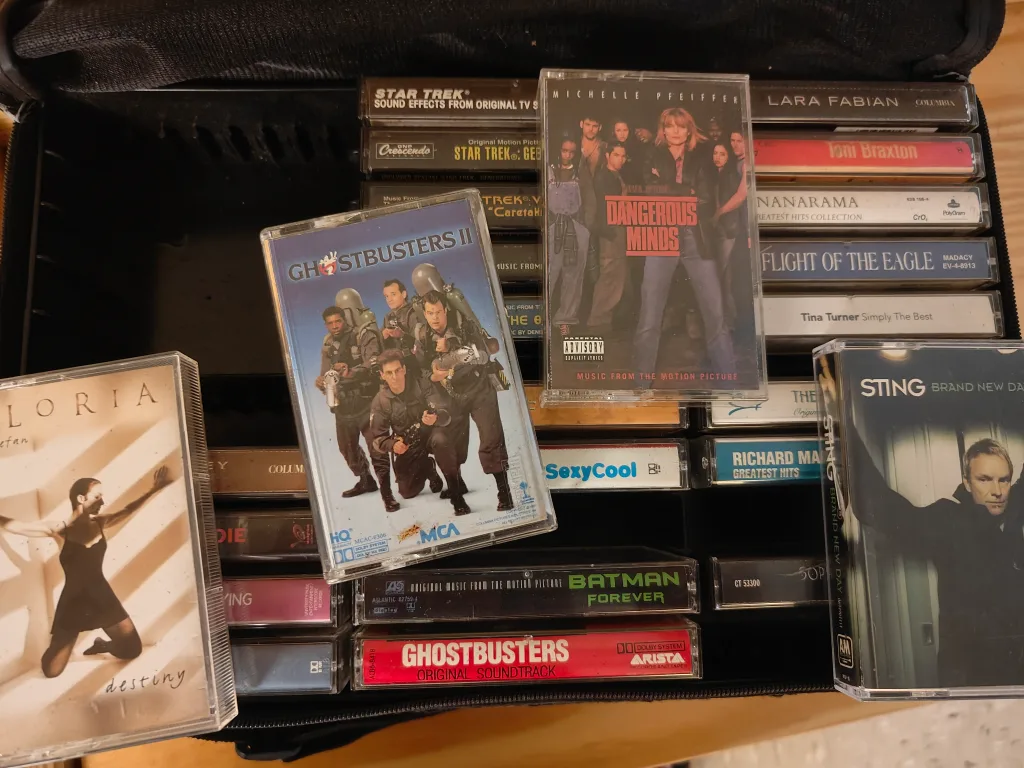 60 music Cassette Tapes Lot with case bag image indicator(2)