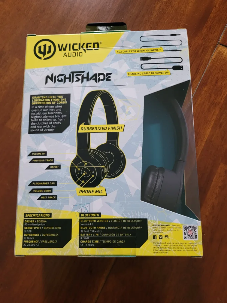 Wicked Audio Nightshade Wireless Headphones - New in Box! thumbnail