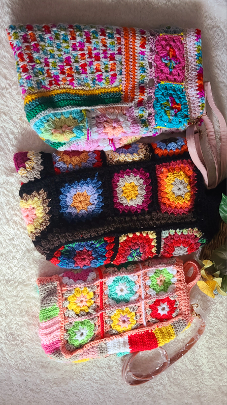 Crochet Granny Square Bags (Set of 3)