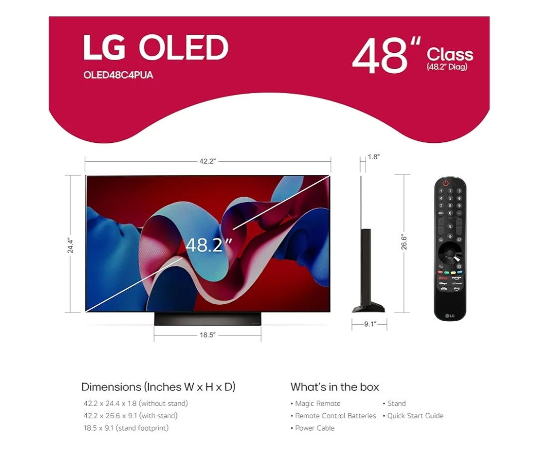 LG - 48" Class C4 Series OLED evo 4K UHD Smart webOS TV - photo 2