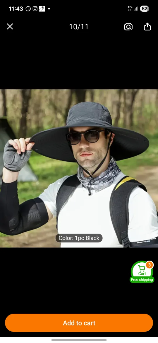 Wide Brim Sun Hat - Black, pick Scarborough or oshawa thumbnail