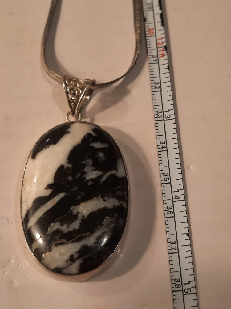 Sterling Silver Necklace with Zebra Stone Pendant image indicator(6)