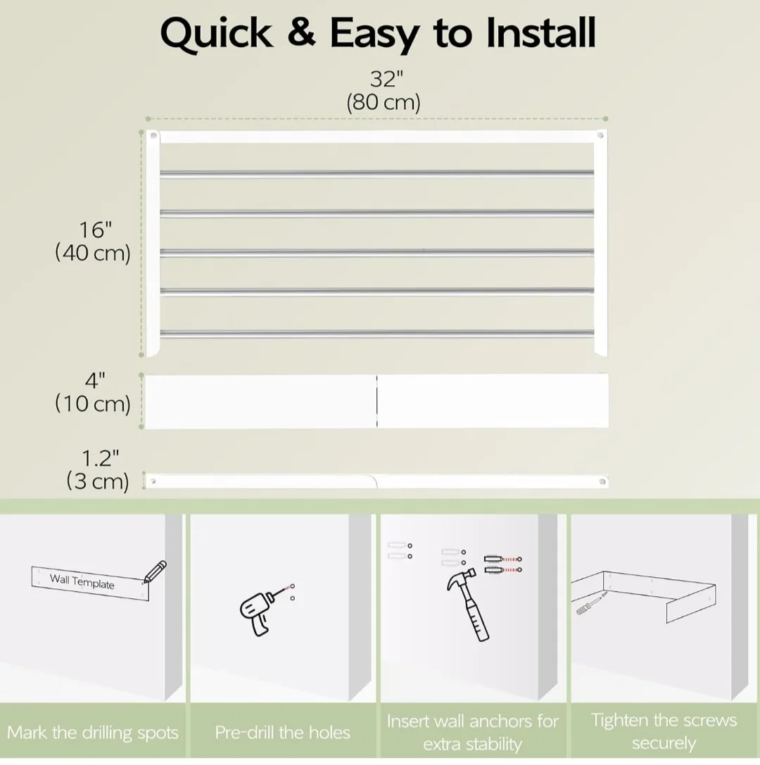 Wall Mounted Retractable Clothes Drying Rack image indicator(6)