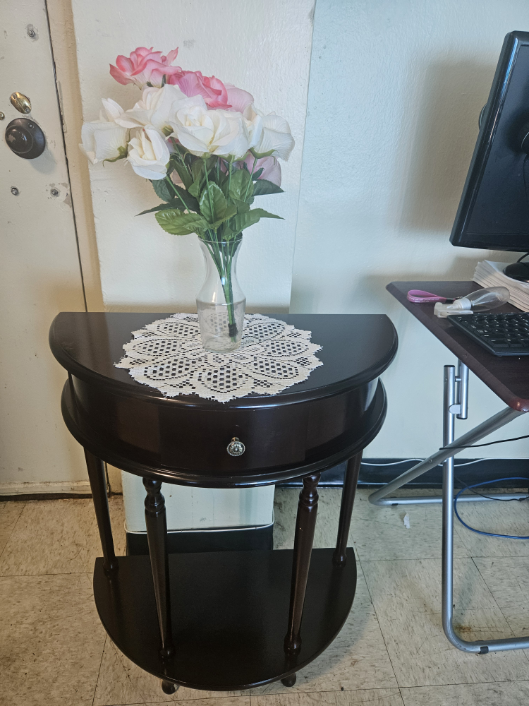 Dark Brown Half-Moon Table