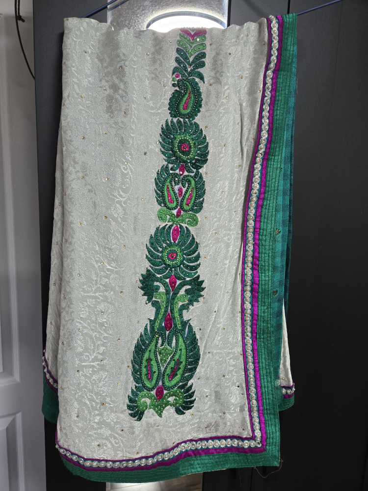 Saree - Green & White