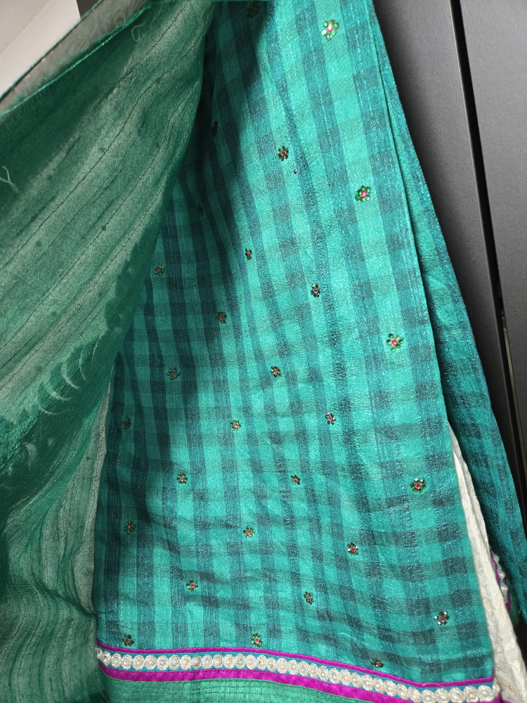 Saree - Green & White - photo 2