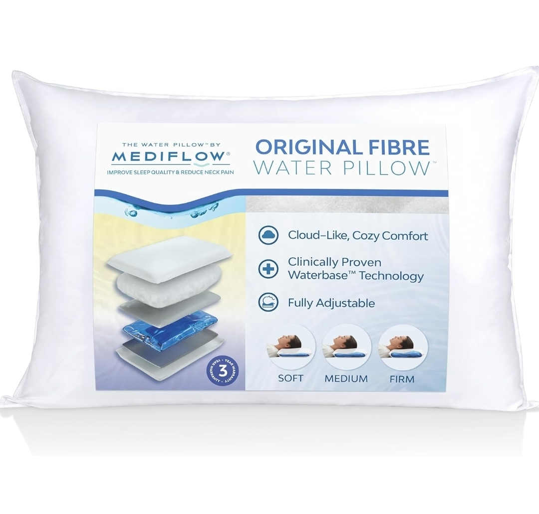 Mediflow Fibre Water Pillow, Adjustable Bed Pillow for Neck Pain