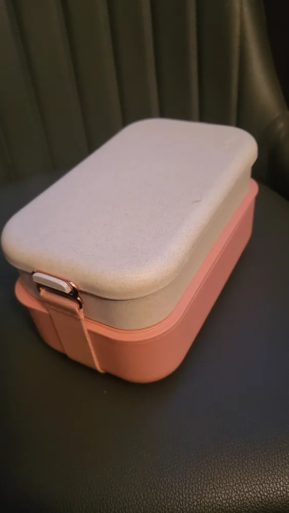🧡Pink & Beige Bento Lunch Box with Cutlery image indicator(3)