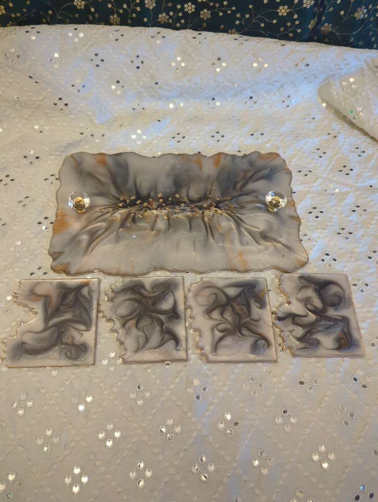 Resin Tray and Coaster Set